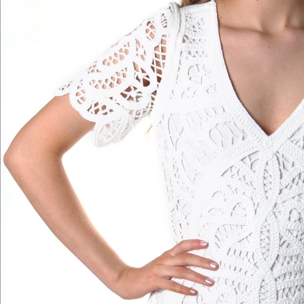 French Connection White Mesi Macrame Dress size 6 - Picture 4 of 5